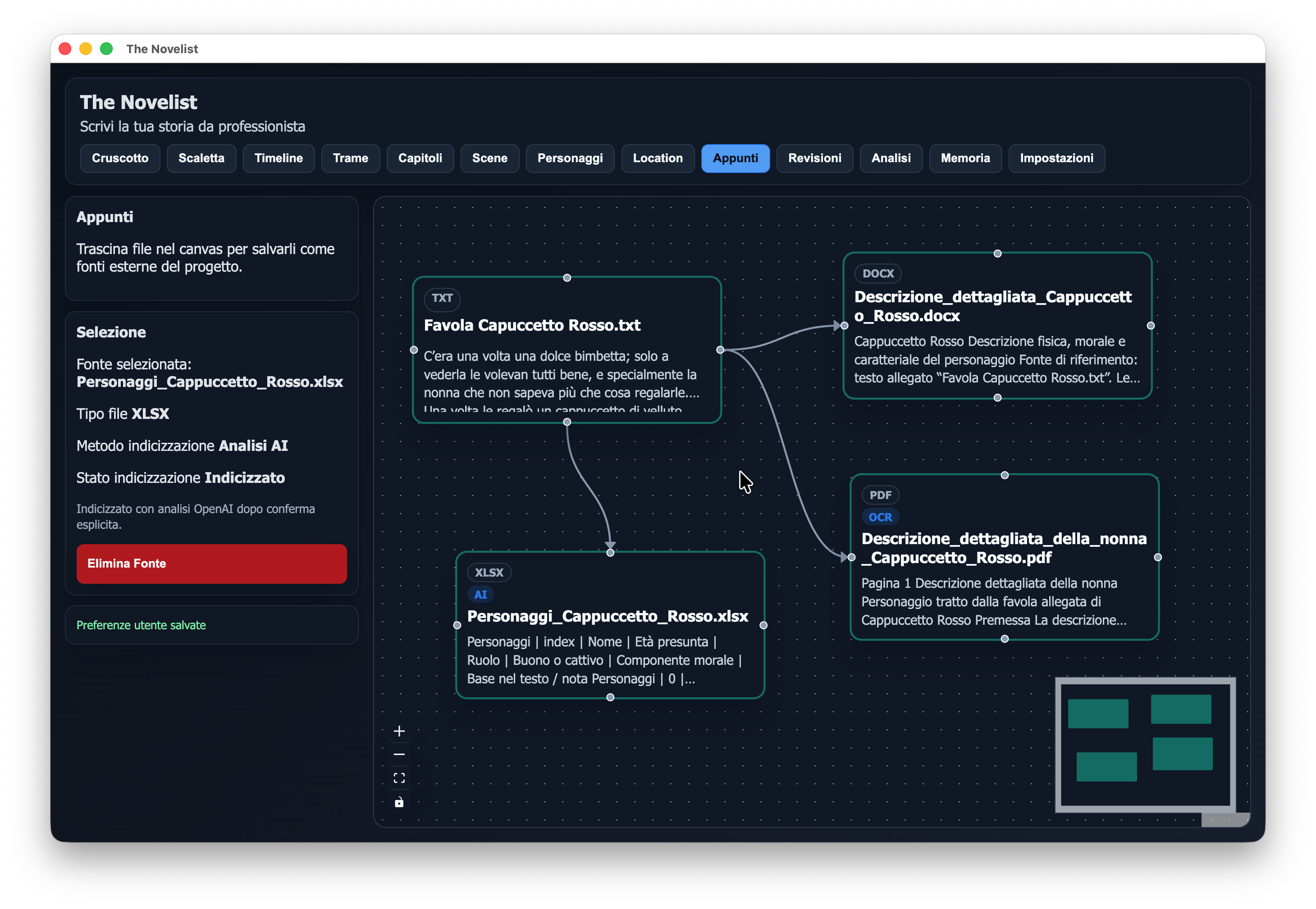 Canvas Appunti con documenti importati