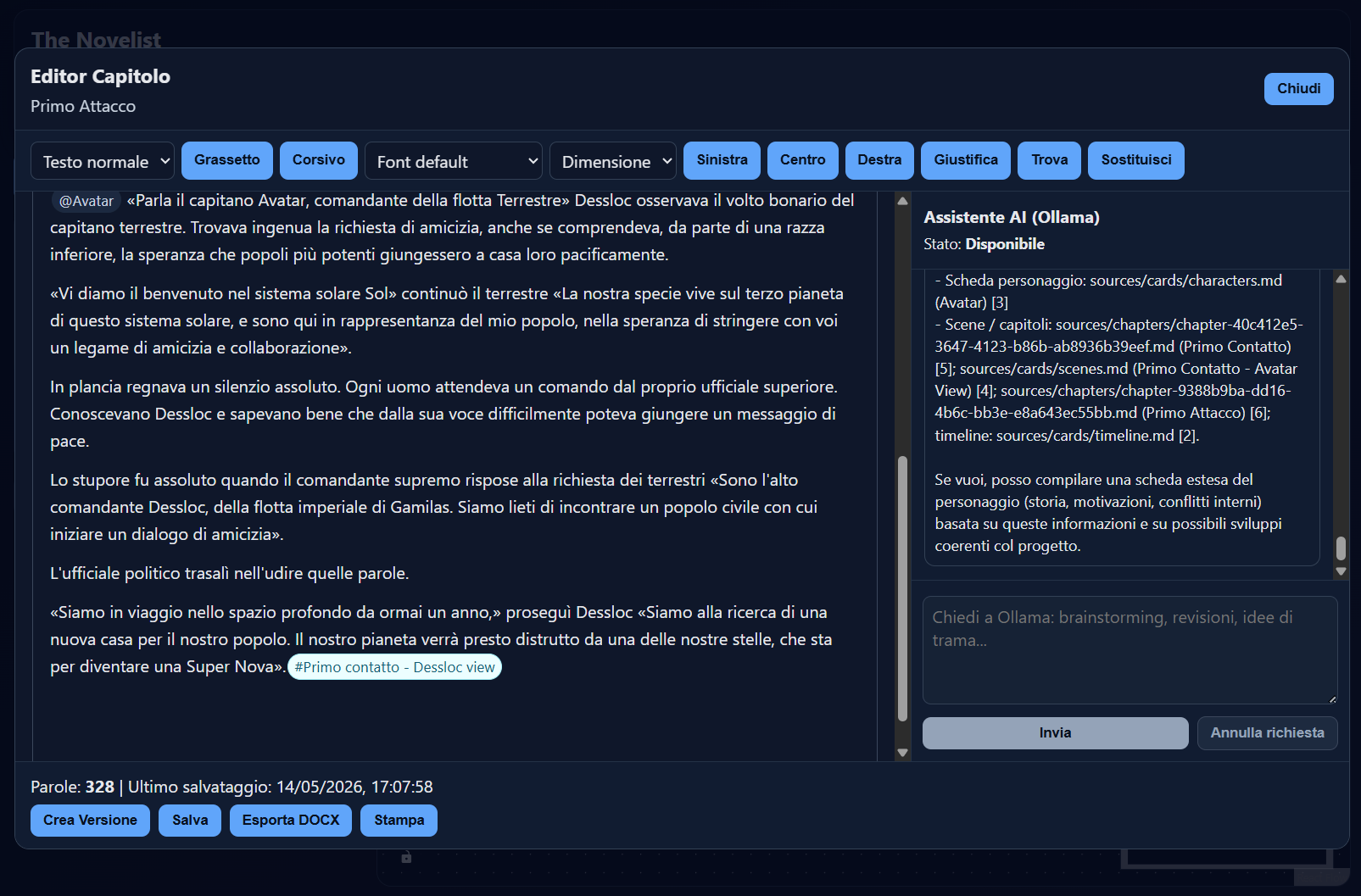 Editor capitolo di The Novelist